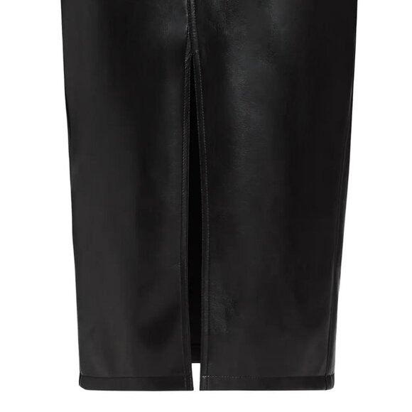 Cinq à Sept Tana Faux Leather Black Midi Skirt NWT Size 6 - Picture 4 of 5